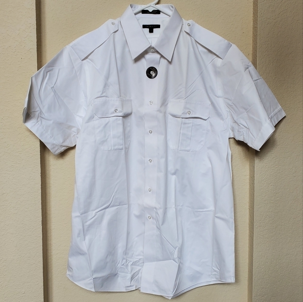 Twinhill Men's SS White Oxford Dress Shirt Size 17